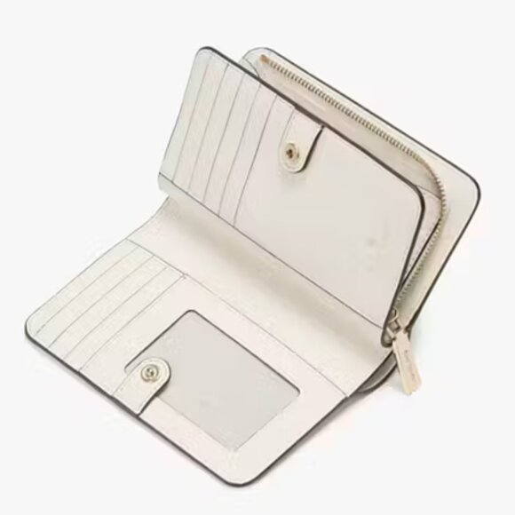 Kate Spade Lena Straw Medium Bifold Wallet Meringue Multi NWT - Picture 2 of 3